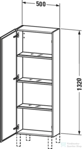 Duravit L-CUBE 132x50 cm-es, 1 ajtós félmagas szekrény láb nélkül, balos, natúr tölgy LC1169L3030