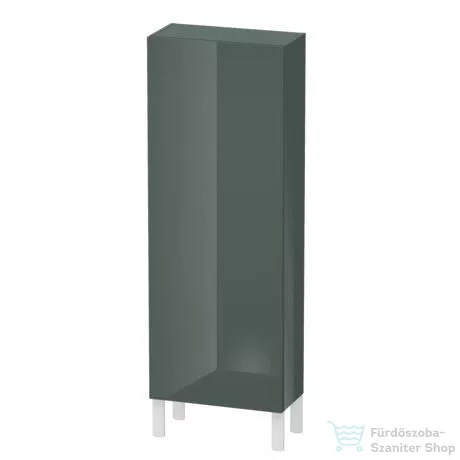 Duravit L-CUBE 132x50 cm-es, 1 ajtós félmagas szekrény láb nélkül, balos, lakkozott fényes dolomitszürke LC1169L3838