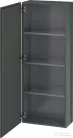 Duravit L-CUBE 132x50 cm-es, 1 ajtós félmagas szekrény láb nélkül, balos, lakkozott fényes dolomitszürke LC1169L3838