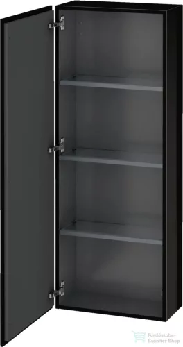 Duravit L-CUBE 132x50 cm-es, 1 ajtós félmagas szekrény láb nélkül, balos, lakkozott fényes fekete LC1169L4040