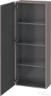 Duravit L-CUBE 132x50 cm-es, 1 ajtós félmagas szekrény láb nélkül, balos, matt bazalt LC1169L4343