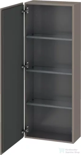 Duravit L-CUBE 132x50 cm-es, 1 ajtós félmagas szekrény láb nélkül, balos, matt bazalt LC1169L4343