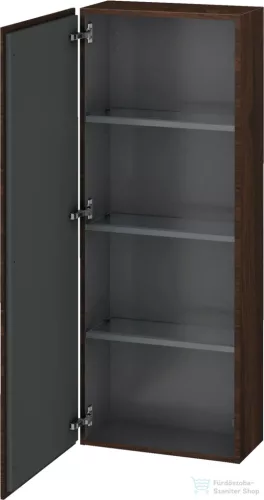 Duravit L-CUBE 132x50 cm-es, 1 ajtós félmagas szekrény láb nélkül, balos, matt kefélt dió furnér LC1169L6969