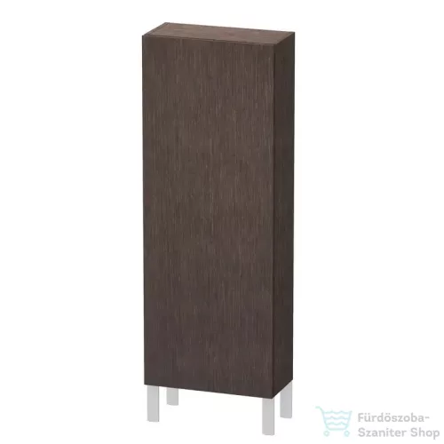 Duravit L-CUBE 132x50 cm-es, 1 ajtós félmagas szekrény láb nélkül, balos, sötét kefélt tölgy furnér LC1169L7272