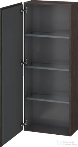 Duravit L-CUBE 132x50 cm-es, 1 ajtós félmagas szekrény láb nélkül, balos, sötét kefélt tölgy furnér LC1169L7272