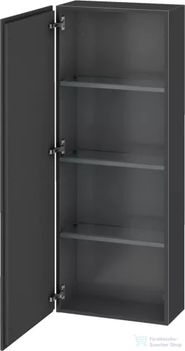 Duravit L-CUBE 132x50 cm-es, 1 ajtós félmagas szekrény láb nélkül, balos, szupermatt grafit LC1169L8080