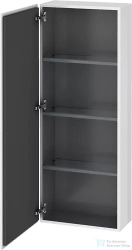 Duravit L-CUBE 132x50 cm-es, 1 ajtós félmagas szekrény láb nélkül, balos, szupermatt fehér LC1169L8484