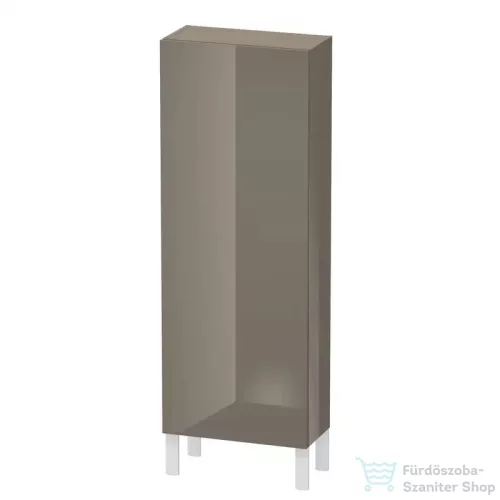 Duravit L-CUBE 132x50 cm-es, 1 ajtós félmagas szekrény láb nélkül, balos, lakkozott fényes szürke LC1169L8989