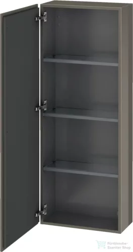 Duravit L-CUBE 132x50 cm-es, 1 ajtós félmagas szekrény láb nélkül, balos, lakkozott fényes szürke LC1169L8989