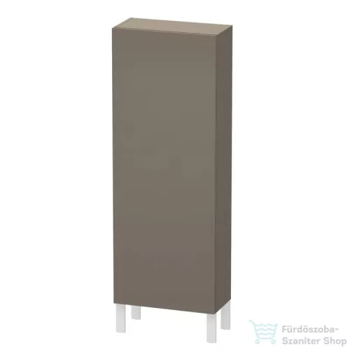 Duravit L-CUBE 132x50 cm-es, 1 ajtós félmagas szekrény láb nélkül, balos, lakkozott matt szürke LC1169L9090