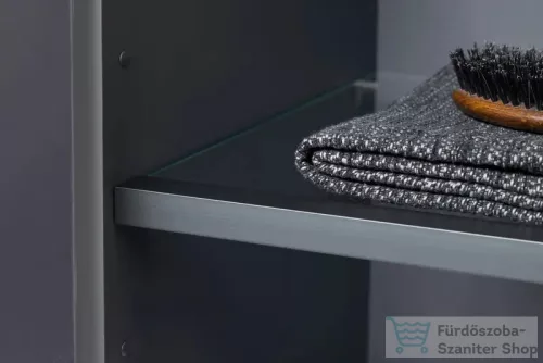 Duravit L-CUBE 132x50 cm-es, 1 ajtós félmagas szekrény láb nélkül, balos, lakkozott matt szürke LC1169L9090