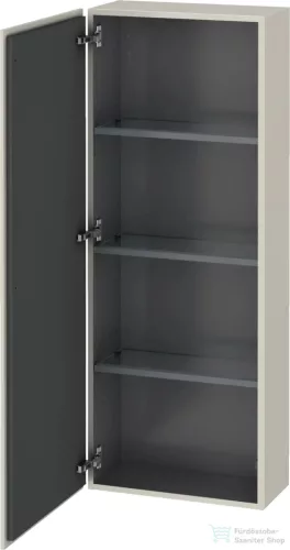 Duravit L-CUBE 132x50 cm-es, 1 ajtós félmagas szekrény láb nélkül, balos, matt taupe LC1169L9191
