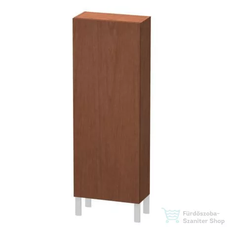 Duravit L-CUBE 132x50 cm-es, 1 ajtós félmagas szekrény láb nélkül, jobbos, amerikai dió furnér LC1169R1313