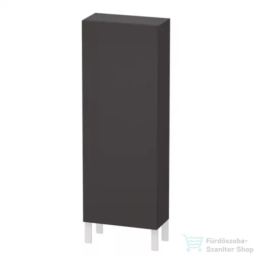 Duravit L-CUBE 132x50 cm-es, 1 ajtós félmagas szekrény láb nélkül, jobbos, szupermatt grafit LC1169R8080