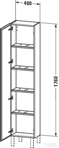 Duravit L-CUBE 176x40x24,3 cm-es, fali, 1 ajtós kiegészítő bútor láb nélkül, balos, matt grafit LC1170L4949