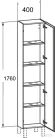 Duravit L-CUBE 176x40x24,3 cm-es, fali, 1 ajtós kiegészítő bútor láb nélkül, jobbos, matt len LC1170R7575