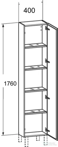 Duravit L-CUBE 176x40x24,3 cm-es, fali, 1 ajtós kiegészítő bútor láb nélkül, jobbos, matt len LC1170R7575