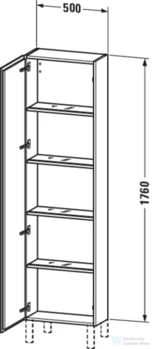 Duravit L-CUBE 176x50x24,3 cm-es, fali, 1 ajtós kiegészítő bútor láb nélkül, balos, mediterrán tölgy furnér LC1171L7171