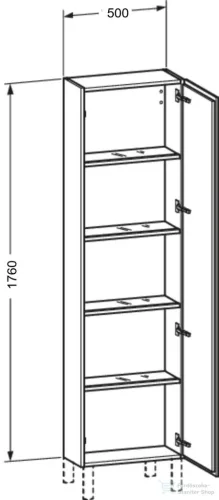 Duravit L-CUBE 176x50x24,3 cm-es, fali, 1 ajtós kiegészítő bútor láb nélkül, jobbos, matt grafit LC1171R4949