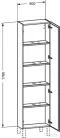 Duravit L-CUBE 176x50x24,3 cm-es, fali, 1 ajtós kiegészítő bútor láb nélkül, jobbos, lakkozott fényes fehér LC1171R8585