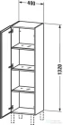 Duravit L-CUBE 132x40x36,3 cm-es, fali, 1 ajtós félmagas bútor láb nélkül, balos, fényes fehér LC1178L2222