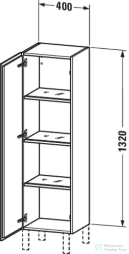 Duravit L-CUBE 132x40x36,3 cm-es, fali, 1 ajtós félmagas bútor láb nélkül, balos, fényes fehér LC1178L2222
