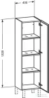 Duravit L-CUBE 132x40x36,3 cm-es, fali, 1 ajtós félmagas bútor láb nélkül, jobbos, lakkozott matt szürke LC1178R9090