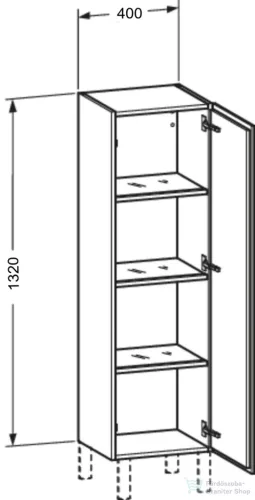 Duravit L-CUBE 132x40x36,3 cm-es, fali, 1 ajtós félmagas bútor láb nélkül, jobbos, lakkozott matt szürke LC1178R9090