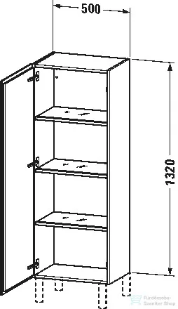 Duravit L-CUBE 132x50x36,3 cm-es, fali, 1 ajtós félmagas bútor láb nélkül, balos, matt betonszürke LC1179L0707