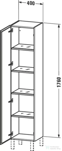 Duravit L-CUBE 176x40x36,3 cm-es, 1 ajtós szekrény láb nélkül, balos, szupermatt fehér LC1180L8484
