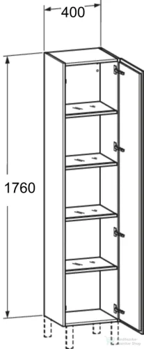 Duravit L-CUBE 176x40x36,3 cm-es, 1 ajtós szekrény láb nélkül, jobbos, szupermatt grafit LC1180R8080