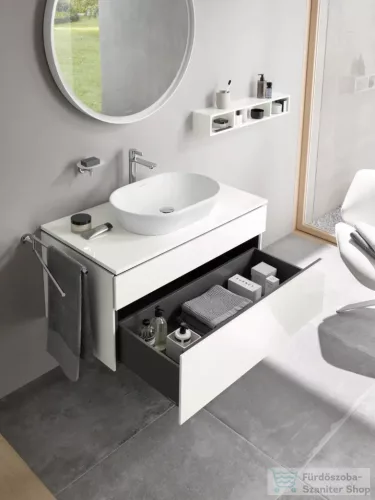 Duravit L-CUBE 80x12x14 cm-es fali polc rögzítőszettel, fényes fehér LC120002222