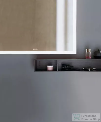 Duravit L-CUBE 80x12x14 cm-es fali polc rögzítőszettel, sötét kefélt tölgy (furnér) LC120007272