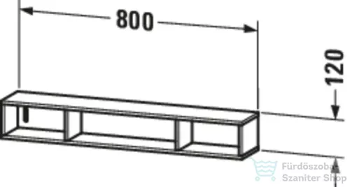 Duravit L-CUBE 80x12x14 cm-es fali polc rögzítőszettel, lakkozott fényes fehér LC120008585