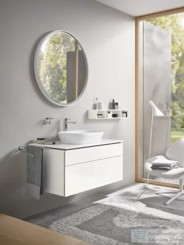 Duravit L-CUBE 80x12x14 cm-es fali polc rögzítőszettel, lakkozott fényes fehér LC120008585