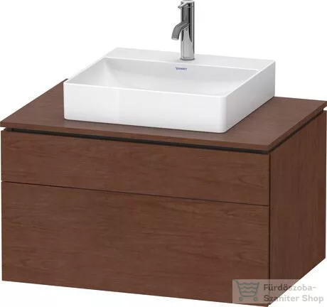 Duravit L-CUBE 82x55 cm-es, 2 fiókos alsószekrény mosdó és csaptelep nélkül, matt amerikai dió (furnér) LC4880013130000