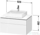 Duravit L-CUBE 82x55 cm-es, 2 fiókos alsószekrény mosdó és csaptelep nélkül, matt amerikai dió (furnér) LC4880013130000