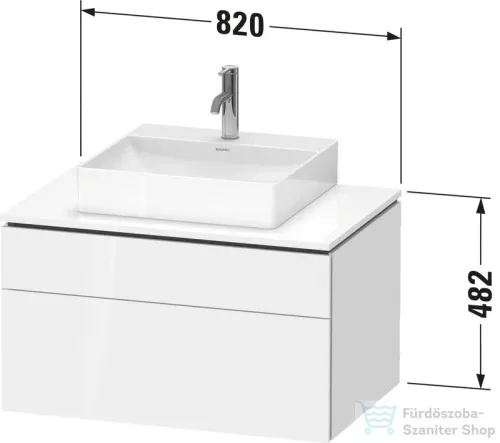 Duravit L-CUBE 82x55 cm-es, 2 fiókos alsószekrény mosdó és csaptelep nélkül, matt amerikai dió (furnér) LC4880013130000