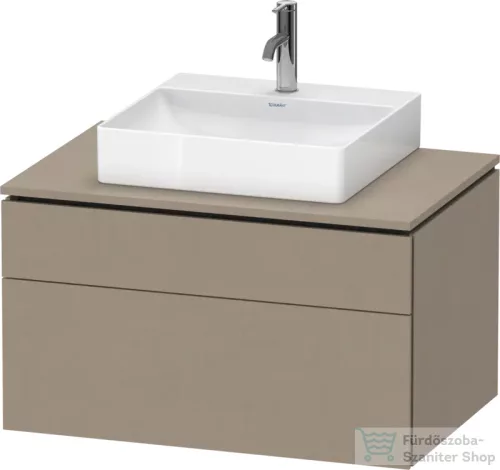 Duravit L-CUBE 82x55 cm-es, 2 fiókos alsószekrény mosdó és csaptelep nélkül, matt len LC4880075750000