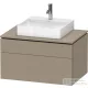 Duravit L-CUBE 82x55 cm-es, 2 fiókos alsószekrény mosdó és csaptelep nélkül, matt len LC4880075750000