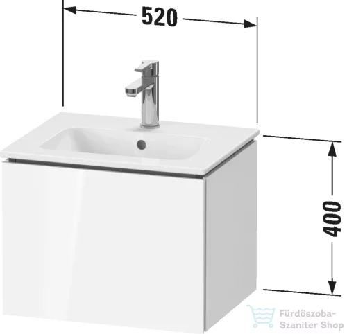 Duravit L-CUBE 52x41 cm-es, 1 fiókos alsószekrény mosdó nélkül, matt betonszürke LC611800707