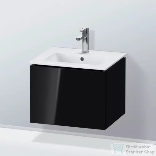 Duravit L-CUBE 52x41 cm-es, 1 fiókos alsószekrény mosdó nélkül, lakkozott fényes fekete LC611804040