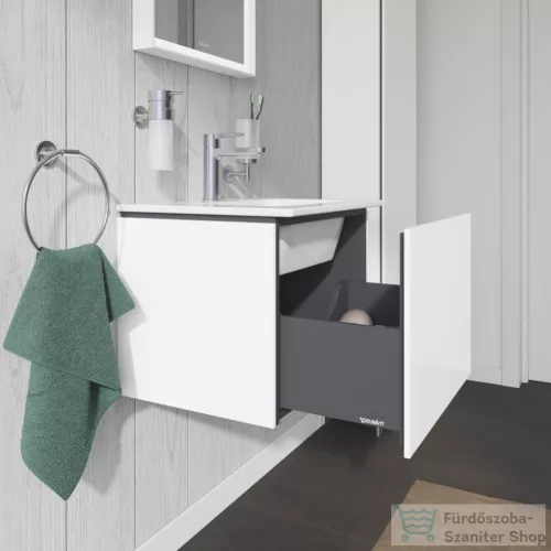 Duravit L-CUBE 52x41 cm-es, 1 fiókos alsószekrény mosdó nélkül, lakkozott fényes fehér LC611808585