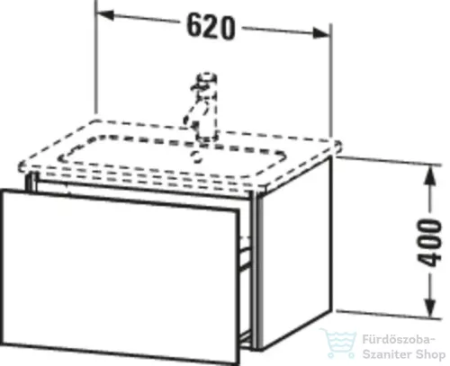 Duravit L-CUBE 62x48,1 cm-es, 1 fiókos alsószekrény mosdó és csaptelep nélkül, matt fehér LC614001818