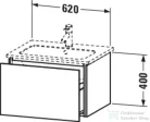 Duravit L-CUBE 62x48,1 cm-es, 1 fiókos alsószekrény mosdó és csaptelep nélkül, matt bazalt LC614004343