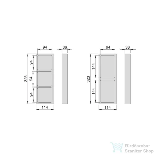 Sapho LINDO fiókrendező, oldalsó edlem, 2db, 114x36x323mm, antracit (LD002)