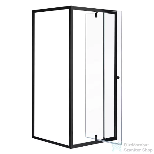 Leziter Flexi falsíkra szerelhető szögletes zuhanykabin 80x80 cm zuhanytálca nélkül fekete LF011B_LF1280B