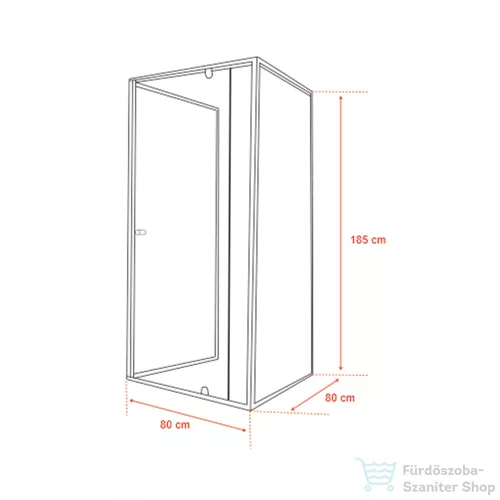 Leziter Flexi falsíkra szerelhető szögletes zuhanykabin 80x80 cm zuhanytálca nélkül fekete LF011B_LF1280B