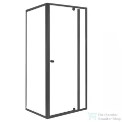  Leziter Flexi sarokba szerelhető aszimmetrikus zuhanykabin 80x90 cm zuhanytálca nélkül fekete LF011B_LF1290ASZSB