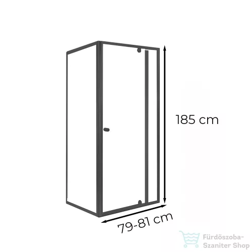 Leziter Flexi sarokba szerelhető aszimmetrikus zuhanykabin 80x90 cm zuhanytálca nélkül fekete LF011B_LF1290ASZSB